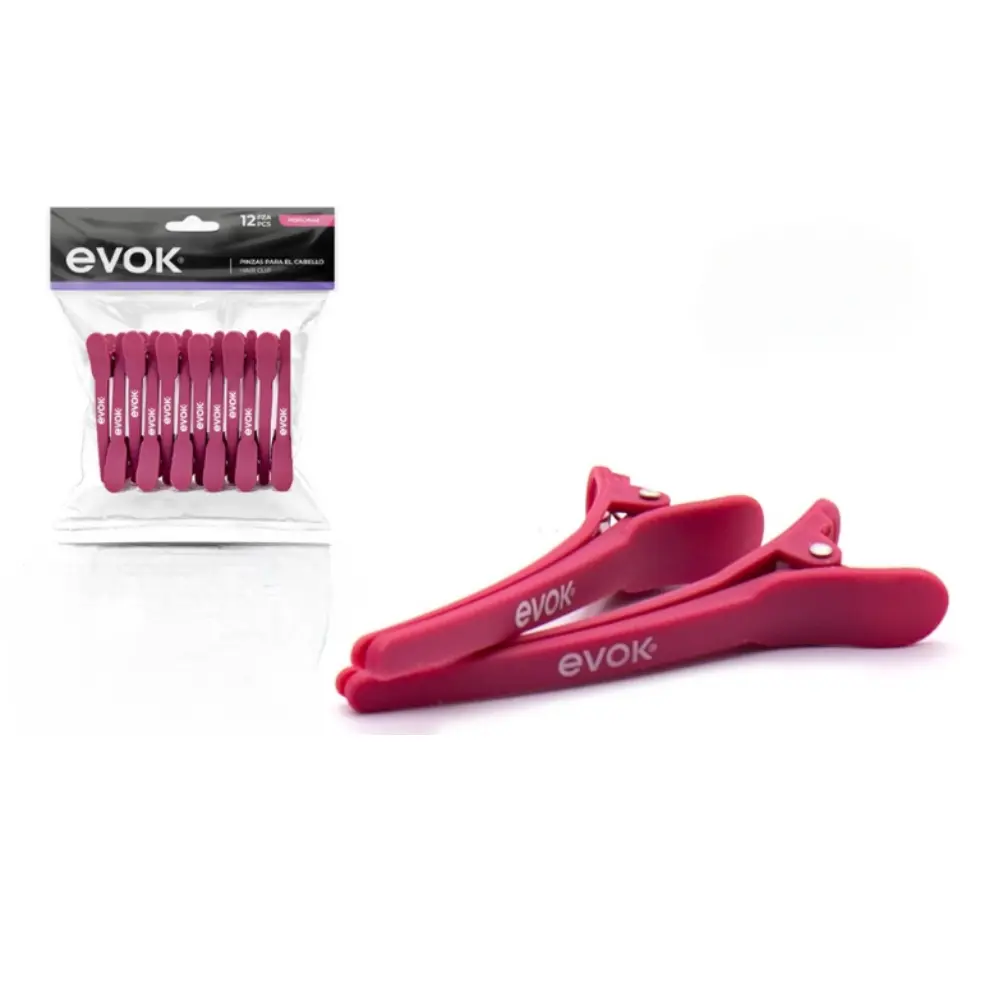 Pinzas de Pelo Pelicano Rosado EVOK (12 Piezas)
