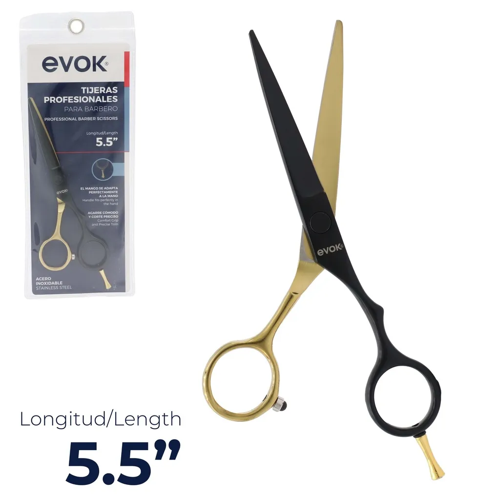 [EV-HS-401T] Tijera Degrafiladora 5.5" Negro/Dorado EV-HS-401T