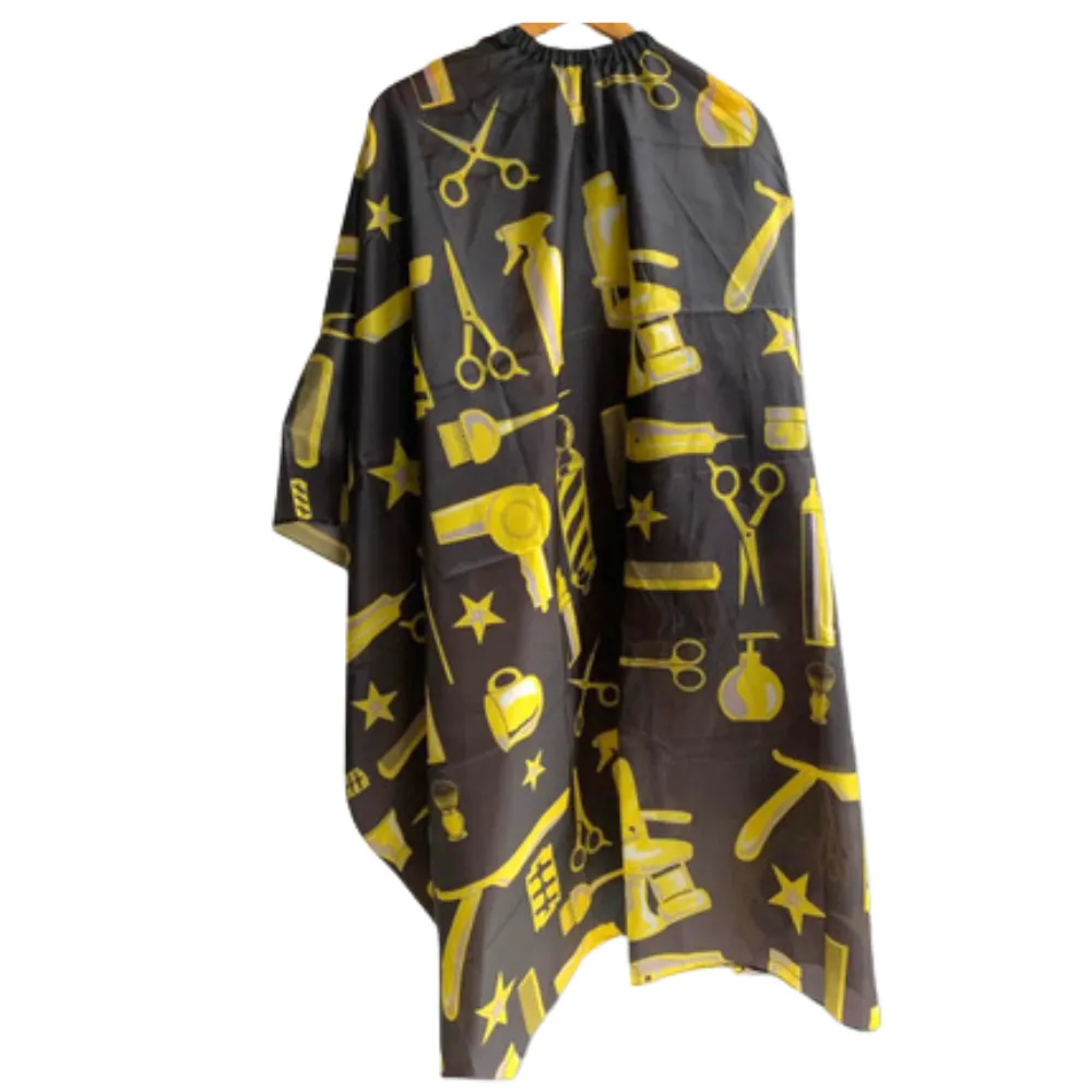 [717174] Capa De Adulto Diseño De Articulos De Barberia Amarillos Fondo Negro 717174