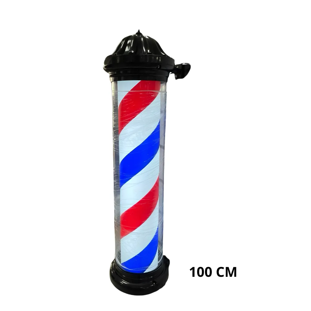 Poste de Barberia Negro Con diseño Blanco Rojo Azul 100CM