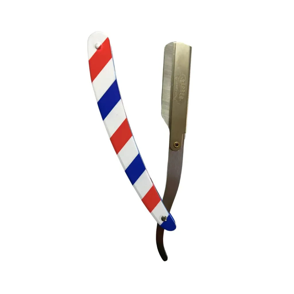 Navaja de Acero para Barberia Azul con Rojo evok